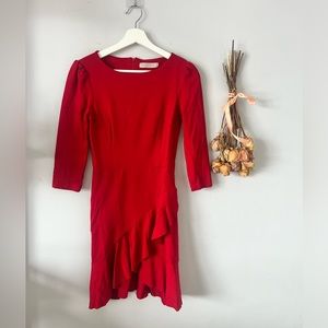 Red mini druffle dress